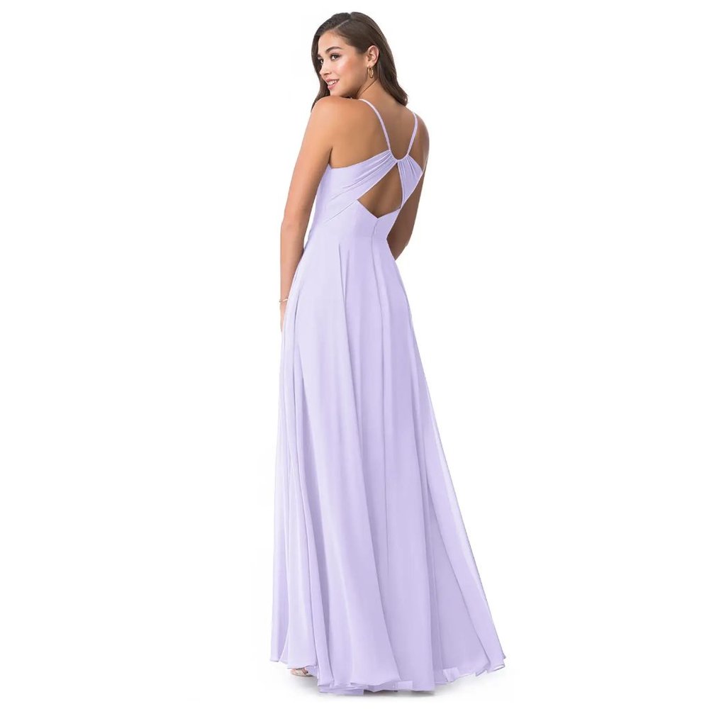 Azazie "Avelina" Lilac A-Line Pleated Chiffon Criss-Cross Back Bridesmaid Dress